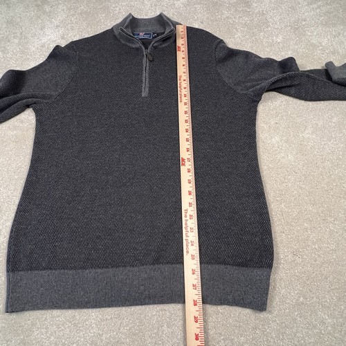 Vineyard Vines Quarter Zip Gray Soft Pullover Cotton Blend Sweater Men's Medium - Picture 4 of 7