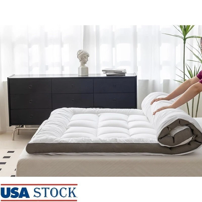 Cooling Mattress Topper 2 Inch Cotton Deep Pocket Breathable Washable No Slip US