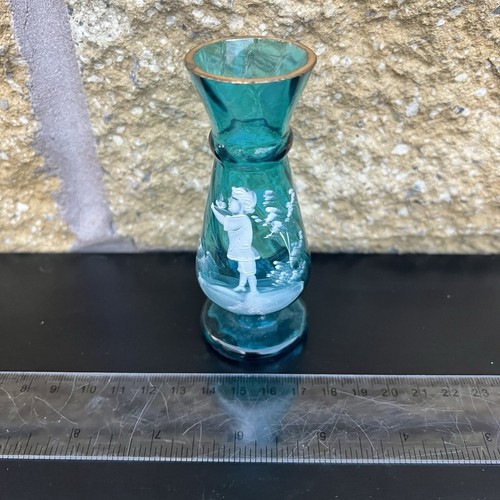 MARY GREGORY STIL KLEINE GLASVASE ANFANG 20. JAHRHUNDERT HANDBEMALT GOLDKIPPE - Bild 11 von 12