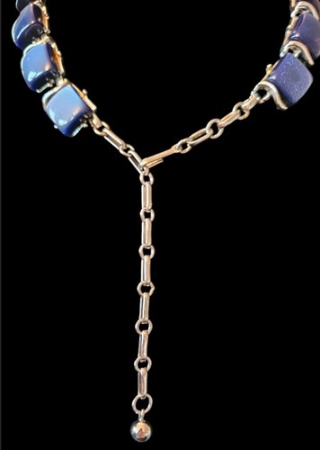 Vintage Coro blau Lucite Halskette Moonglow silberfarben Halsband Schmuck 17" L - Bild 4 von 10