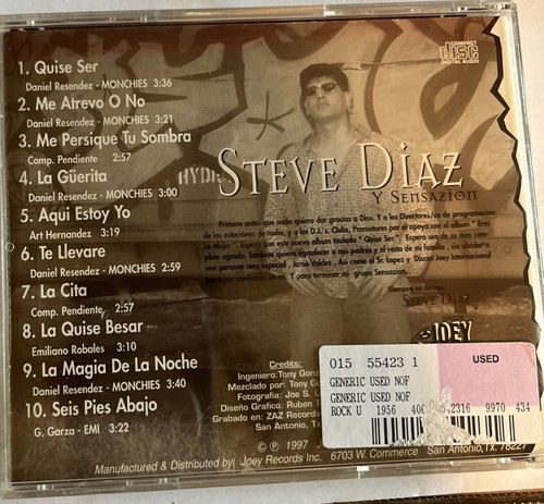 Steve Diaz Y Sesazion CD 1997 “Quise Ser” I Wanted To Be. Spanish. Tegano. K - Picture 2 of 2
