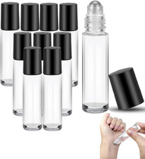 10Pcs Clear Essential Oil Roller Bottles,10Ml Portable Clear Empty Glass Essenti