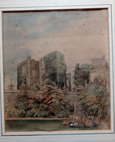 old antique watercolour painting Ruins and garden scene old original picture - Picture 5 of 7