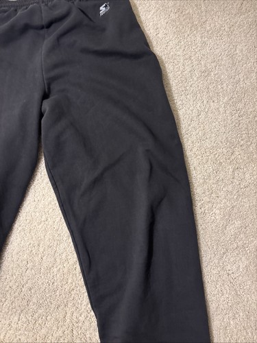 Vintage 90s Starter Mens L Faded Heavyweight Cuffed Sweatpants Joggers Black - Picture 5 of 18