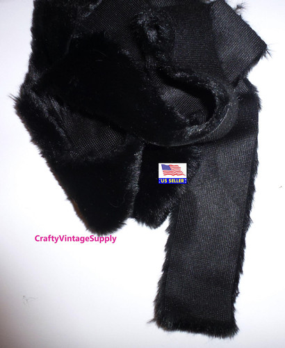 1.5 yard black faux fur trim artificial furry strip sewing crafts diy - Picture 1 of 2