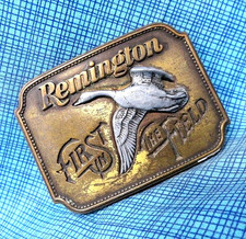 Remington Arms Dress Belt Buckle Canada Goose Vintage 80s Sid Bell .DBD642