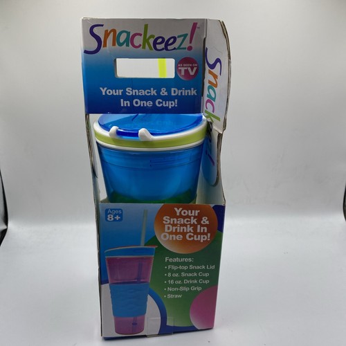 Snackeez 2 In 1 Drink And Snack Cup New In Box Blue & Green - Picture 5 of 9