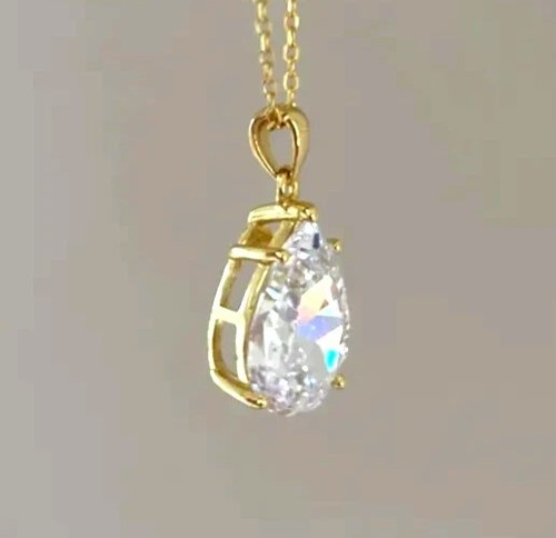 RAR 3.50 Ct White Treated Diamond Solitaire Pendant in 925 Silver Certified - Picture 2 of 9