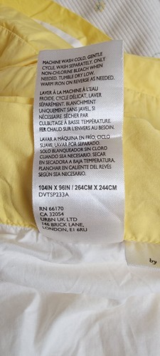 Anthropologie King Tipped Contrast Percale Collection Duvet In Yellow and White - Picture 6 of 6