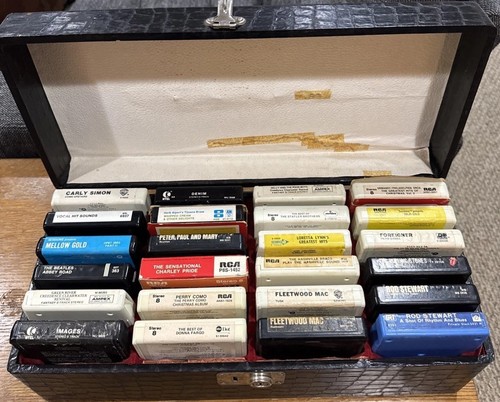 VTG Case Of Mixed Lot 24 Classic Rock Popular Music 8 Track Tapes Beatles SEE!!!