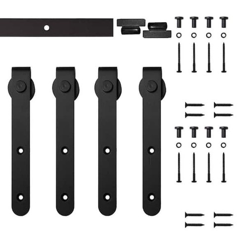 60 in. Black Miniature Hook Sliding Barn Door Hardware for Double Furniture Wood - Picture 2 of 6