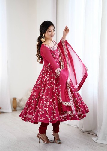 Abito Anarkali Salwar Kameez donna pronto all'uso Anarkali festa indiana abiti da sposa - Foto 38 di 69