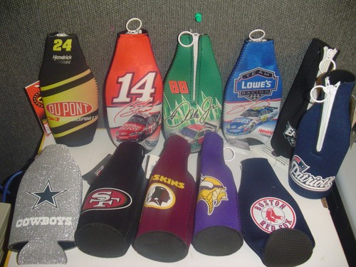 NEW PICK 1 OR save on 2 Beer TAILGATE PARTY Bottle Zip Koozie Kolder NFL MLB SU - Picture 3 of 59