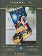Gold Collection Counted Cross Stitch Kit 16" Long-Holy Night Stocking 18 Ct.