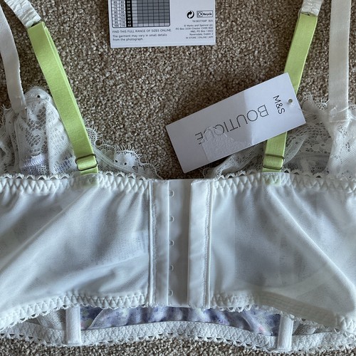 PVP £24 Talla 38C Boutique Bonito Linea Encaje Longline Balcón Bustier Sujetador Blanco - Imagen 7 de 8