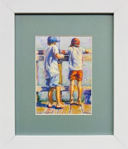 Lucelle Raad "Little Fishermen" Hand Signed Framed Children Litho Art Dock New - Picture 1 of 3