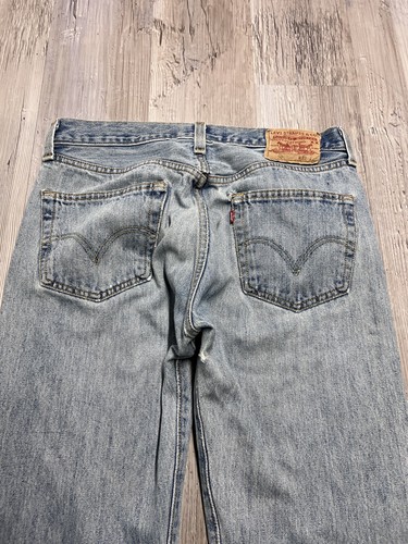 Vintage Levis 501XX Button Fly Distressed Jeans Light Wash Mens Size 32x30 Denim - Picture 10 of 17