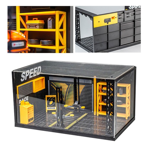 1/24 Alloy LED Lighting Assemble Diorama Garage Model Car Repair Workshop Scene - Picture 11 of 15