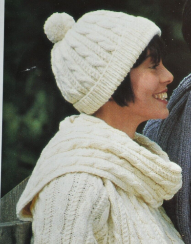 (109) Strickmuster zum Herstellen - Herren Damen Aran Pullover Hut Schal 30 Zoll - 48 Zoll - Bild 4 von 6