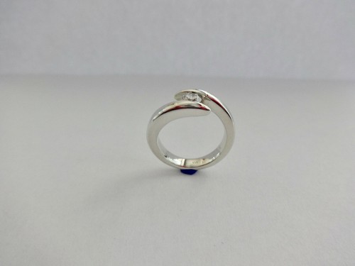 Anillo tensor de diseño 0,41 quilates brillante oro blanco 585 hecho a mano, tallas 51-58. - Imagen 3 de 4