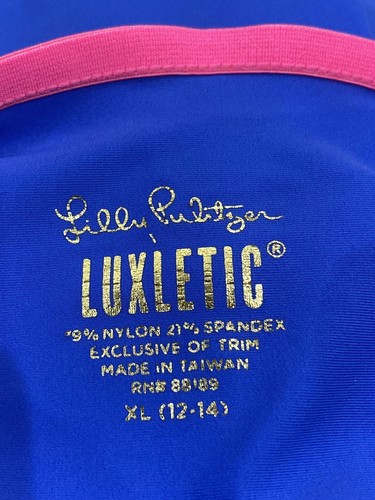 Lilly Pulitzer Girl Mini Sydney Luxletic Quarter Zip Blue XL 12 14 Pullover Top - Picture 6 of 11