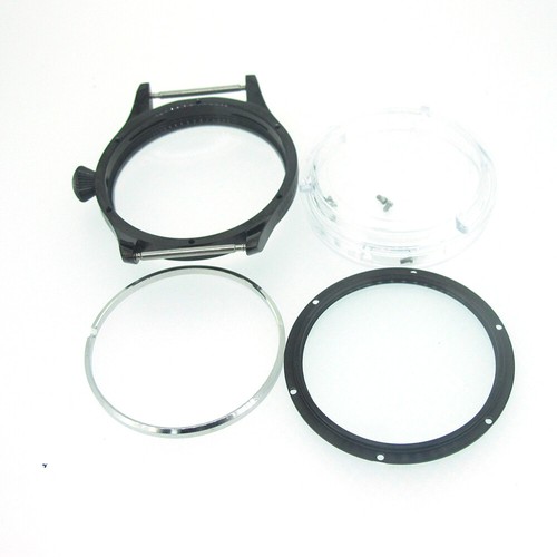 44mm  PVD Coated Black Watch Case Wristwatch Shell fit 6497/6498 ST3600 Movement - Picture 3 of 4