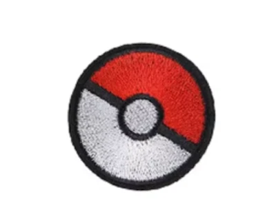 POKEMON - POKE BALL - RED/WHITE - Embroidered Iron-On Patch