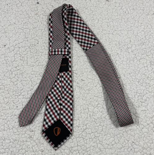 Corbata ajustada de seda para hombre Ben Sherman de diseñador de guinga roja negra - Imagen 3 de 5