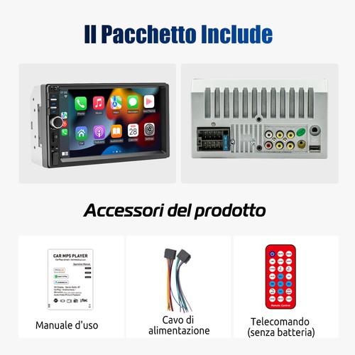 2 Din Apple Carplay Android Auto Autoradio Doppia 7" stereo Bluetooth USB AUX SD - Foto 15 di 15