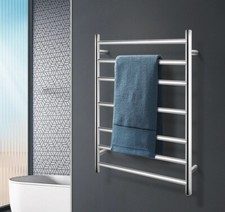 Electric Towel Heater Radiator Wall Mounted Slim, Chrome, Bathroom 700x400mm