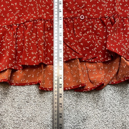 Tasamo Blouse Top Womens 2XL Orange Floral Button Up Long Sleeve Shirt New NWT - 第 8/14 張圖片
