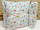 Cath Kidston DAISY ROSE Blue Floral Check Cottage QUEEN Quilt & 2~Euro Shams NWT