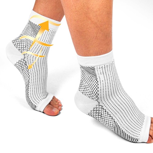 3 Pairs of Stretch Open Toe Compression Socks Ankle Support Relieves Plantar Fas - Picture 25 of 36