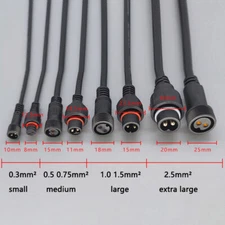 2 Pin Waterproof Power Extension Wire Long 0.5m-10m Plug Socket With Male Female