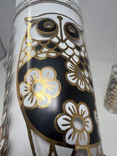 Cera Glaswaren 22k Gold Eule und Blume Longdrinkgläser Mid Century Mod - 7er Set - Bild 7 von 15