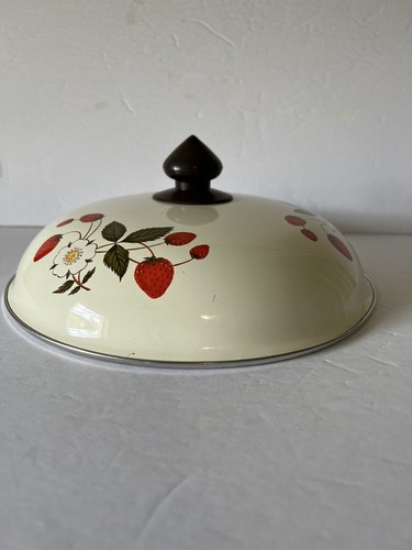VTG Sheffield Strawberries 'n Cream Cookware Replacement Lid 9 3/4" Area Damage - Picture 2 of 10