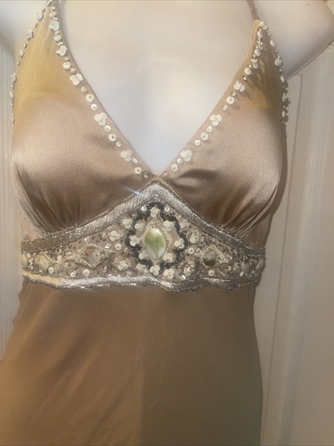 Sue Wong Tan/Turquiose Ombre Embellished Halter BOHEMIAN Party/Cocktail Dress 6 - Bild 5 von 14