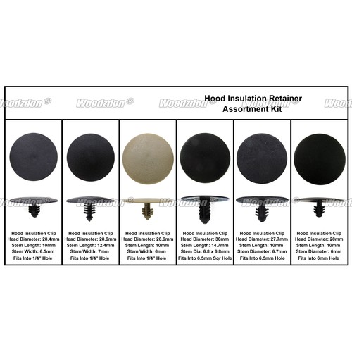 81 Clips Hood Insulation Retainer Assortment Push Type Fastener Fit 6-6.5mm Hole - Imagen 2 de 3