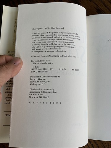 Signed, The Tune on the Stairs By Ellen Garwood, 1988 1st 1st HC DJ, Good - Picture 3 of 10