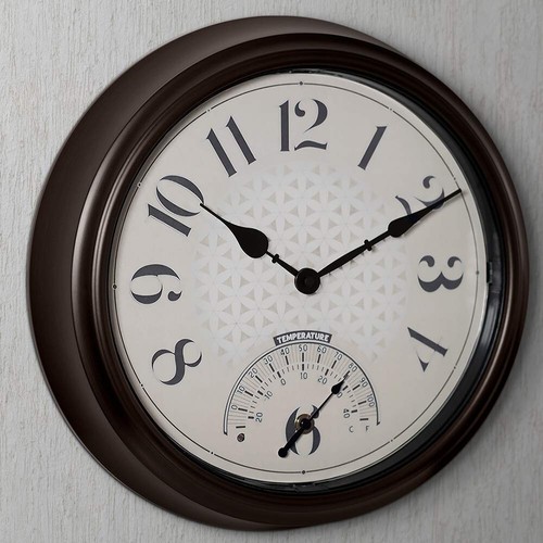 14" in/Outdoor Luminous Wall Clock with Thermometer, Weather Thermometer - Picture 7 of 8