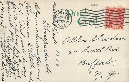 St Agnes Hospital Fond du Lac Wisconsin WI pm 1926 old car Postcard - Picture 2 of 2