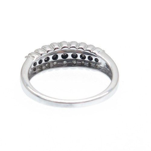 925 Sterling Silver Real Round-Cut Black & White Diamond Ring Size 7 - Picture 5 of 9