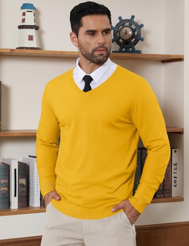 Herren V-Ausschnitt Pullover Langarm Strickpullover weich leicht Freizeitpullover - Bild 84 von 96