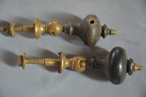 FINE PAIR ANTIQUE EASTLAKE EBONIZED TEARDROP DRESSER DRAWER PULLS C 1880 (V119) - Picture 1 of 10