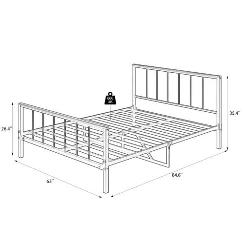 Metal Platform Bed Frame with Headboard, Footboard - No Box Spring Needed, Queen - Picture 2 of 10
