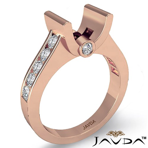 Anillo de compromiso redondo semi montura de diamantes con bisel de canal para mujer 0,50 quilates - Imagen 14 de 30