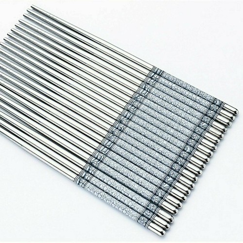 5 Pairs Stainless Steel Chopsticks Asian Dinner - Picture 5 of 7