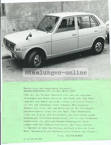 DAIHATSU 360 sedán 1975 Salón del Automóvil de Barcelona foto coche fotografía de prensa - Imagen 3 de 3