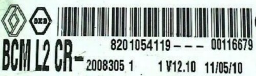 UCH VIERGE RENAULT CLIO 3 MODUS BCM L2 CR- 8201054119 20083051 V12.10 - Picture 2 of 3