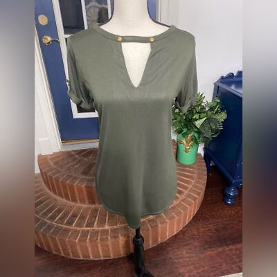 Michael Kors Short Sleeve Olive green Blouse Size Small